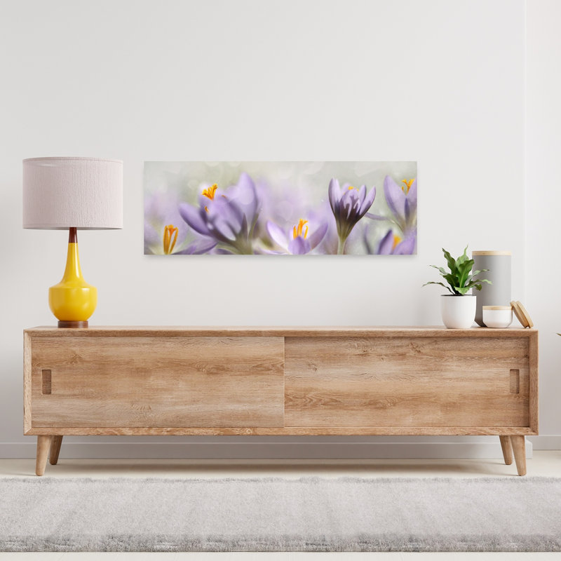 Rêve mauve, crocus délicat, lavande, violet, fleur, nature, art mural, H 12 po x l 36 po