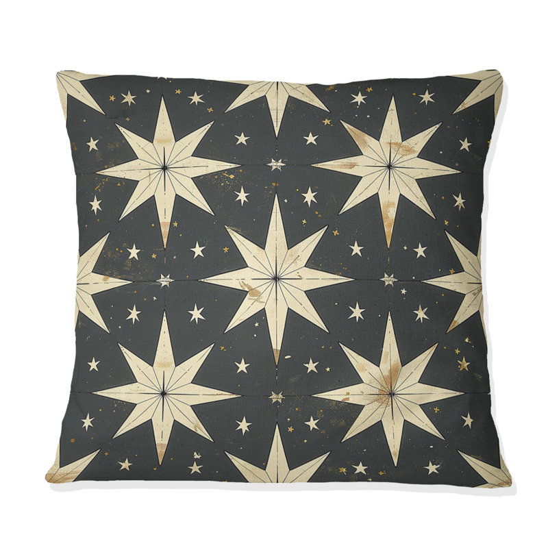 Coussin Mid-Century gris anthracite Midcentury Stars II, H 16 po x l 16 po