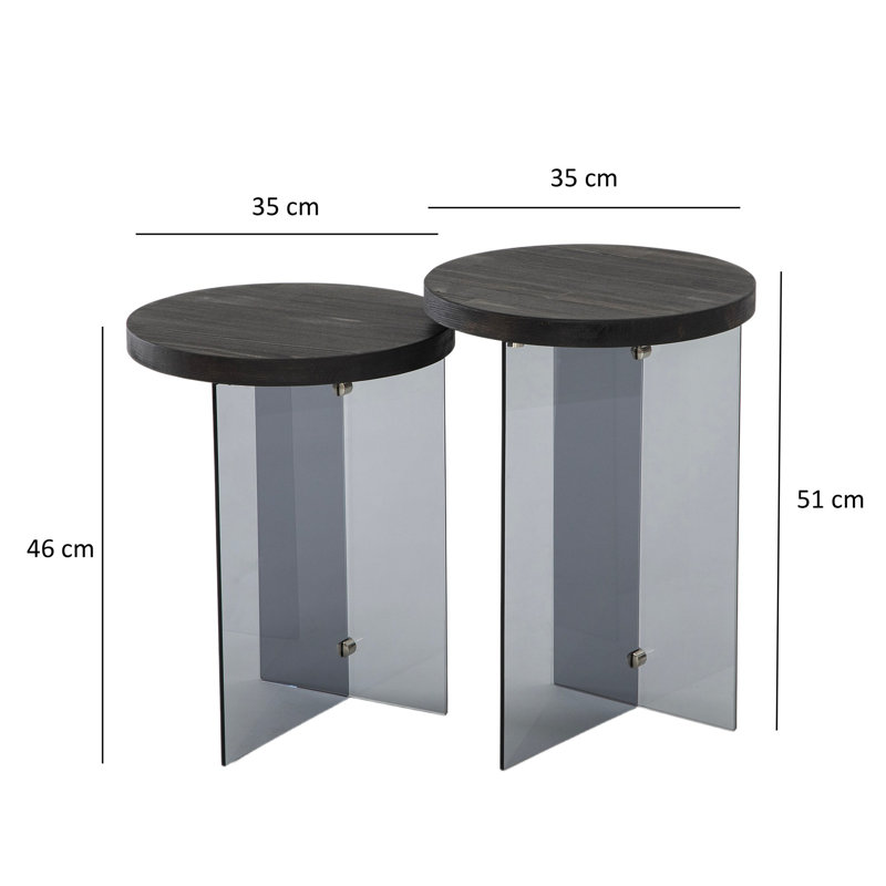 Ensemble de tables basses, Gris foncé, Anthracite
