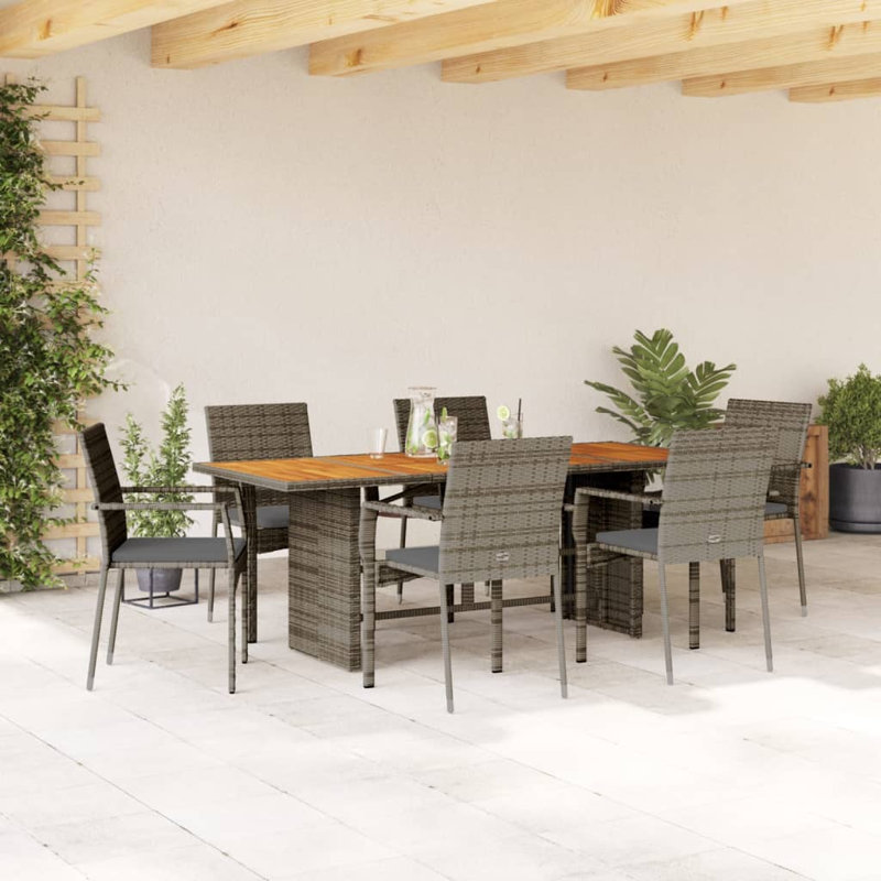  Ensemble de salle à manger de jardin gris, gris foncé