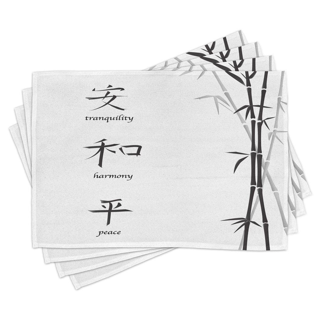 Platzdeckchen 4er Set, Peace Bamboo, Weiß Schwarz