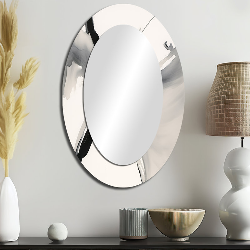 Miroir mural abstrait moderne neutre abstrait noir, 36 po x 24 po
