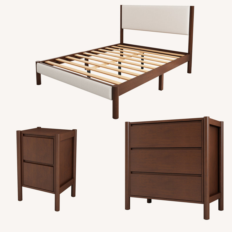 Ensemble de chambre avec grand lit plateforme 3 pièces Guineau