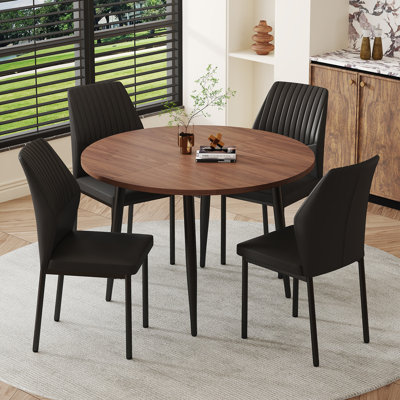 42-54'' Extendable Dining Table Set With Comfortable Upholstered Dining Chairs