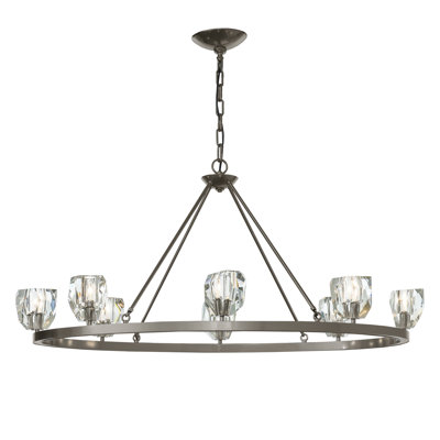 Gatsby 8 - Light Unique Wagon Wheel Chandelier with Crystal Accents