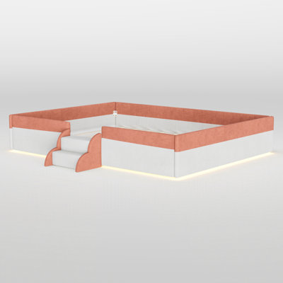 Grand lit de plancher tapissier avec clôture