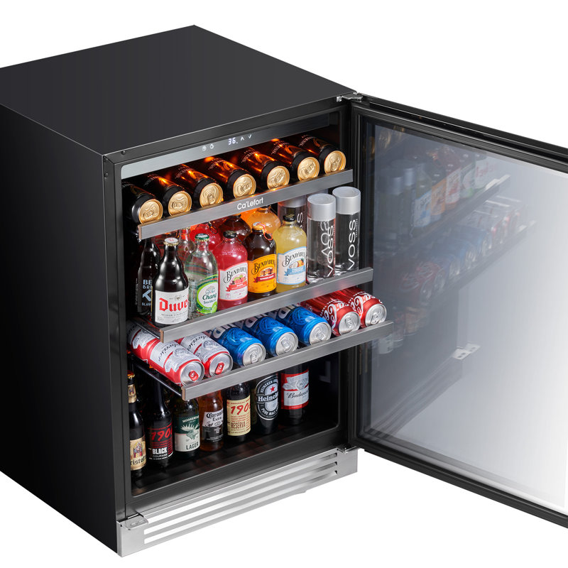 Réfrigérateurs et refroidisseurs de boissons encastrés et autoportants 24 po Ca'Lefort Refroidisseur à bière pour 140-220 canettes avec compresseur silencieux, charnière gauche 3 couleurs à DEL de 34 à 54 po