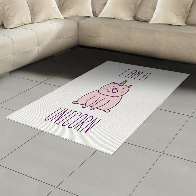 Unicorn Cat High Density Long Fiber Poly Threads Decorative Area Rug Carpet, Rectangle 4' x 5'8"