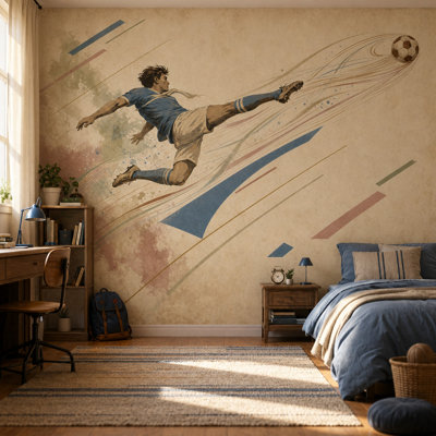 Papier peint mural de soccer, joueur de soccer en pleine activité sportive