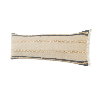 Atlantis Rectangular Striped Fringed Cotton Throw Pillow Cover