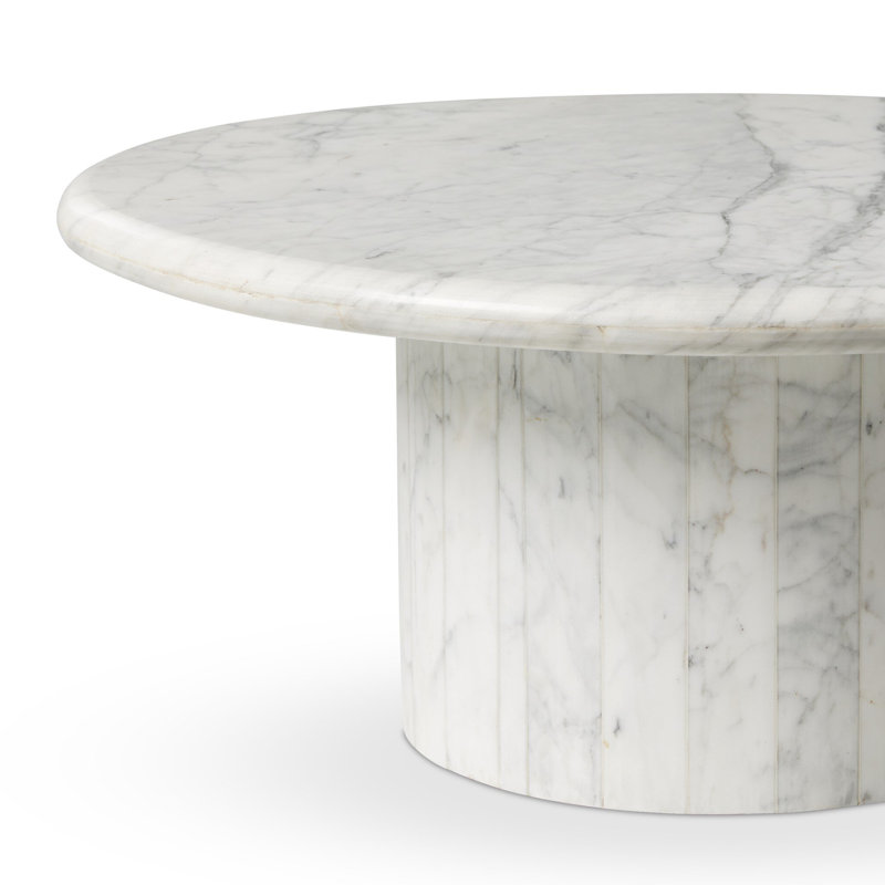 Stuart Marble Coffee Table - Large-White Calacatta Marble, 13" H x 30.75" L x 28.5" W
