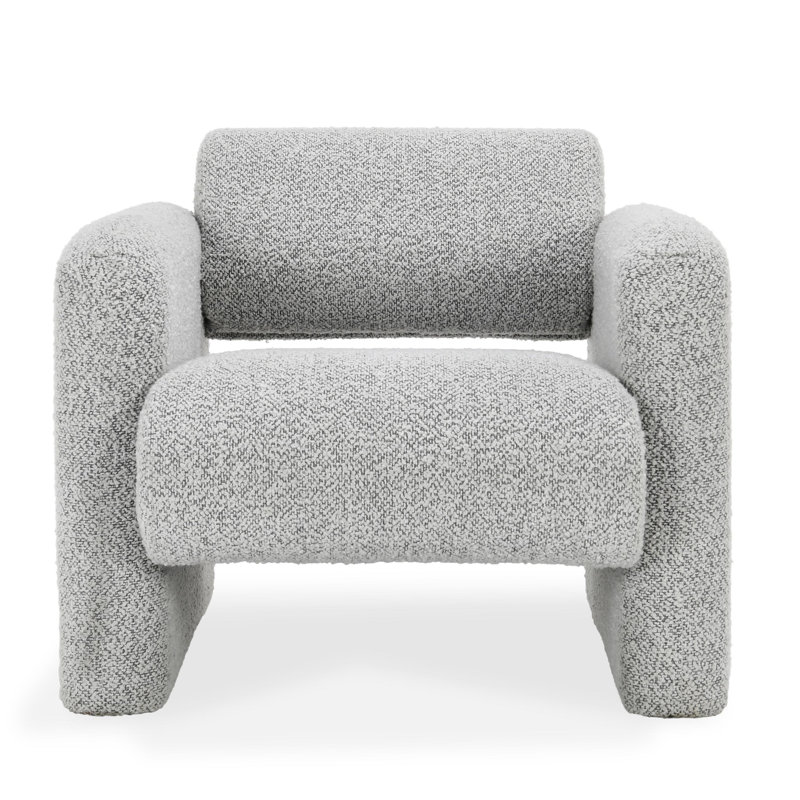 Mercury Gray Handcrafted Boucle Fabric Accent Chair