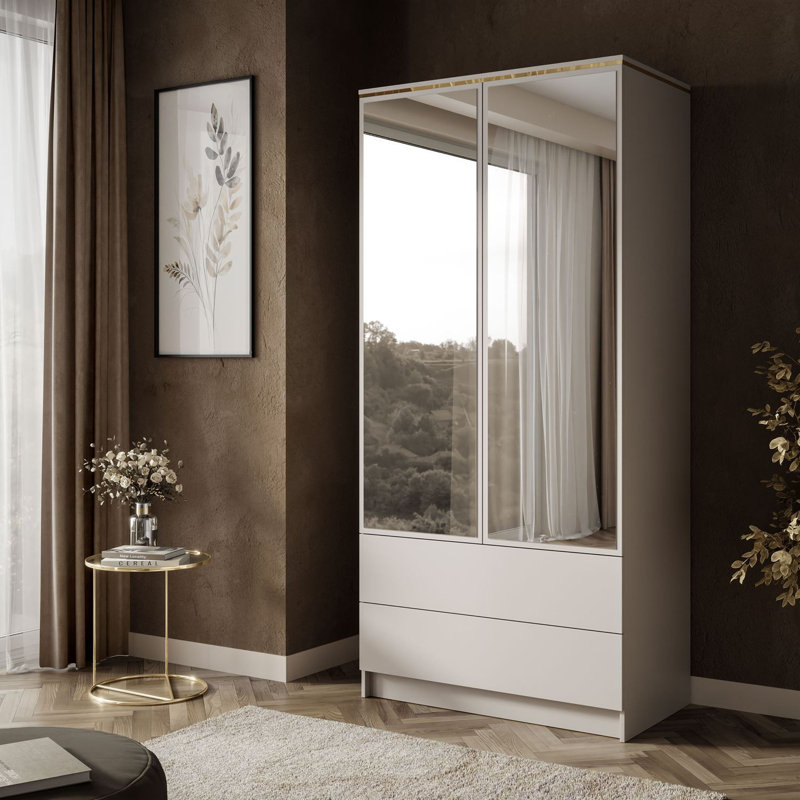 2 Door Manufactured Wood Wardrobe, Handleless system