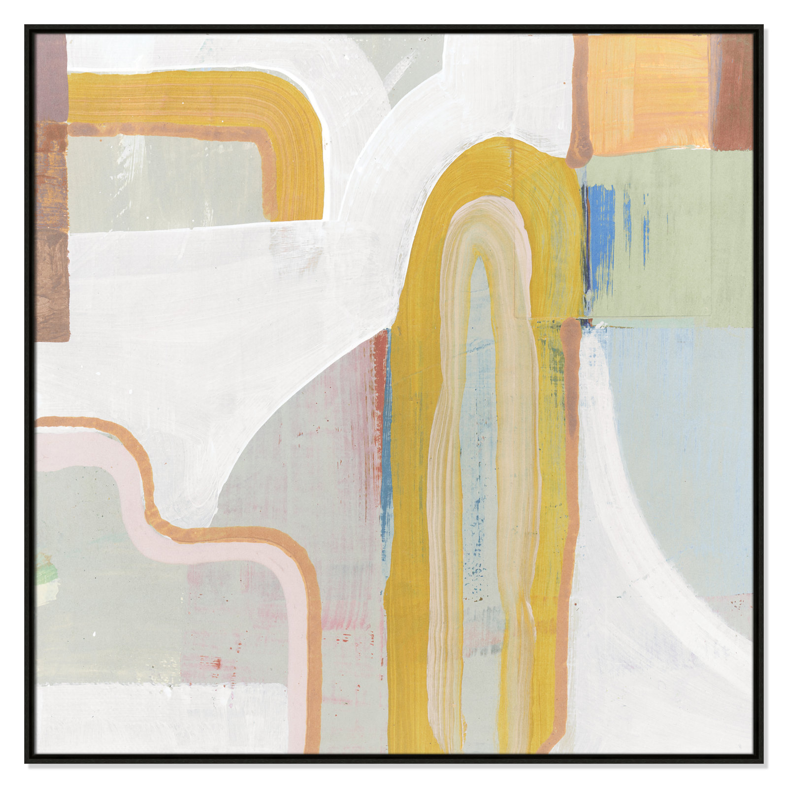 Copeland "Together Again II" Painting by Cartissi, 46.5" H x 46.5" W x 2" D, Espresso