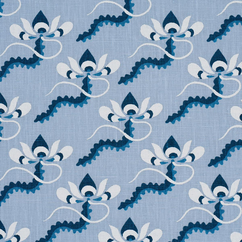 Tissu arc-en-ciel Schumacher X Laura Gonzalez Bombay, Bleu