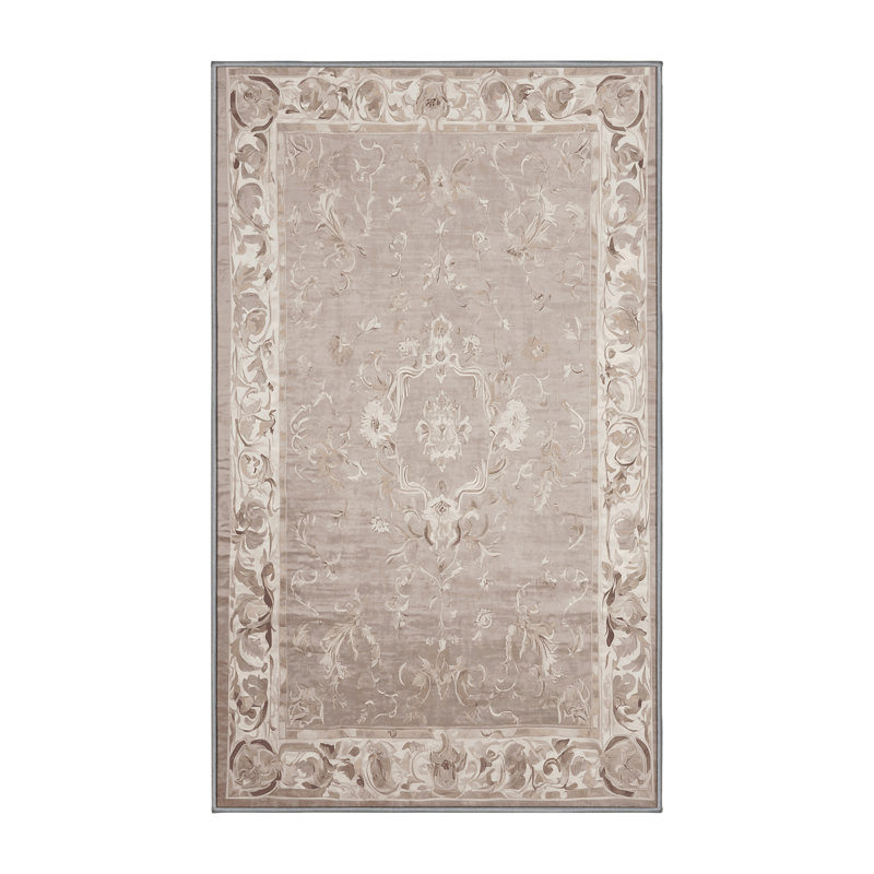 Tapis gris soyeux et moelleux, Rectangulaire 3 pi x 5 pi