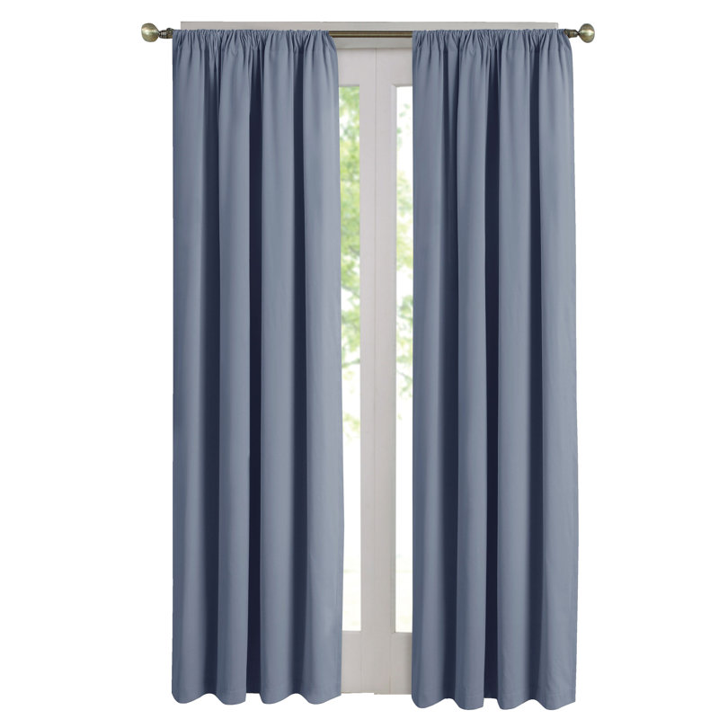 Cotton Blend Room Darkening Curtain Single Panel, Blue