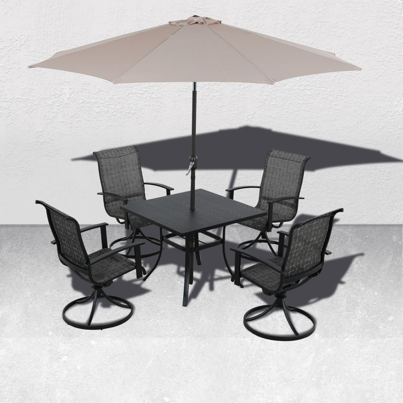 Ensemble de salle à manger à hauteur de comptoir 4 personnes Errik, Black/Grey Plaid