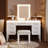 Makeup Vanity Desk with Light Mirror, 7 Drawers and Cushioned Stool-1792721511