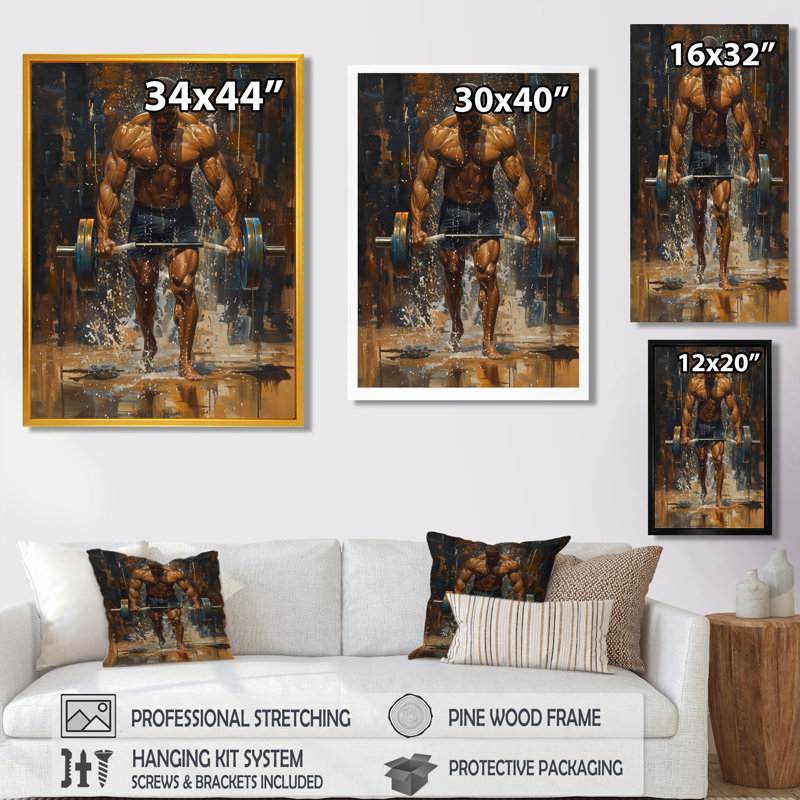 Déterminé haltérophile Hommes, Concours III - Art aérobique et musculation, H 20 po x l 12 po x P 1 po, Toile tendue