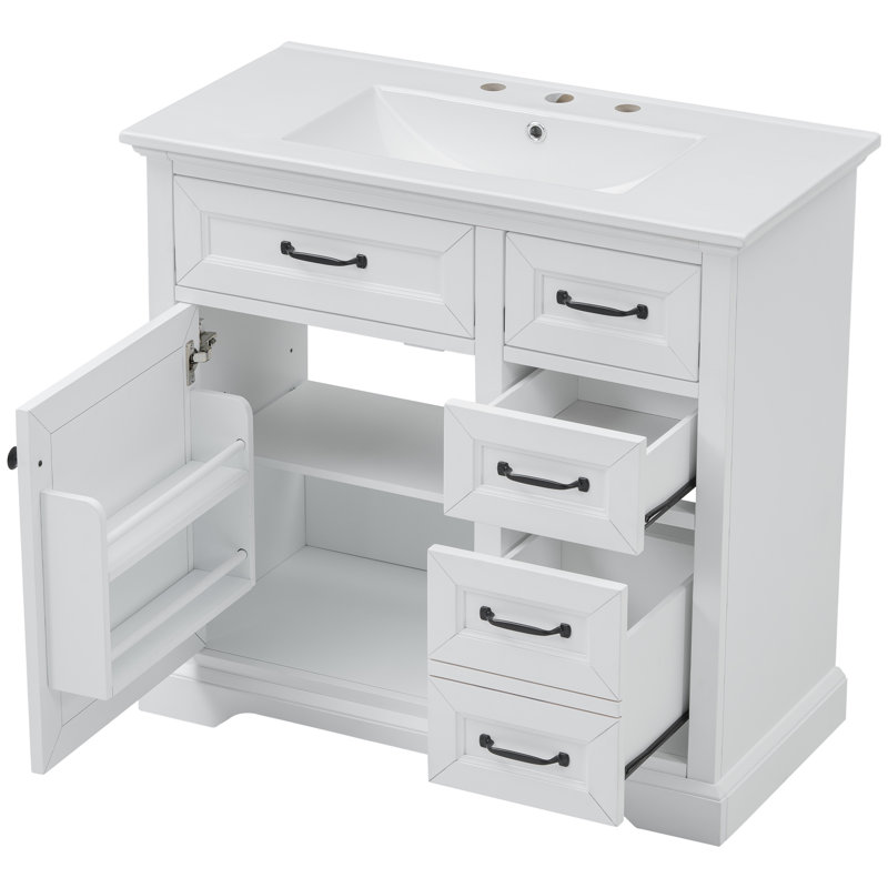 Meuble-lavabo 36 po avec comptoir en céramique, Blanc