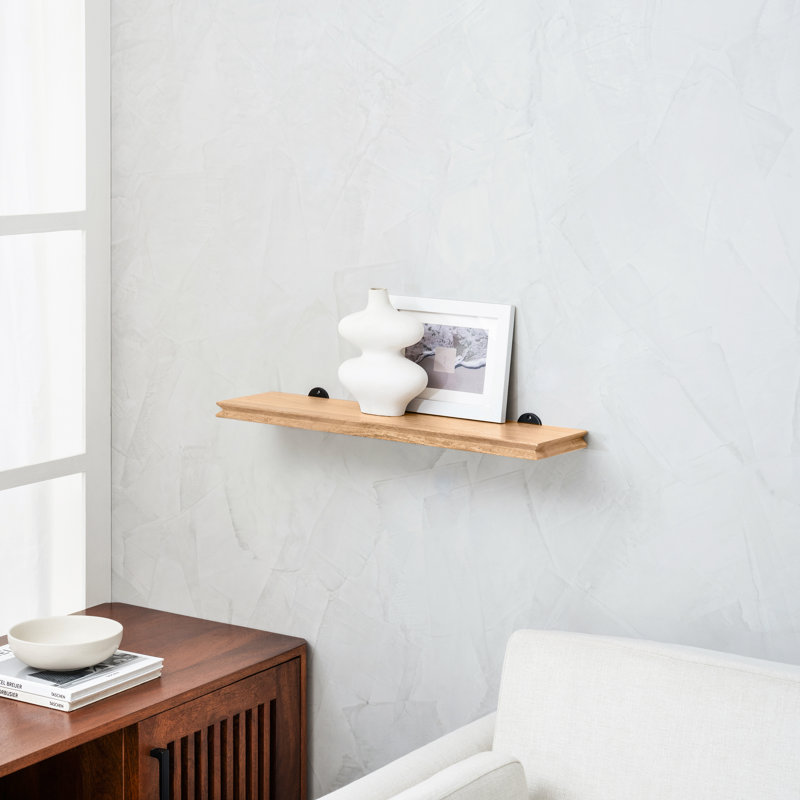 Irie Handcrafted Solid Mango Wood Floating Shelf, 1'' H x 24'' W x 6'' D, Natural