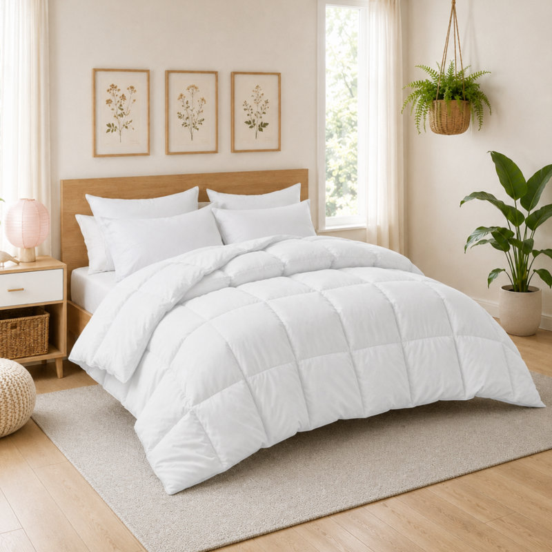 Édredon toutes saisons en duvet d'oie, Lit simple