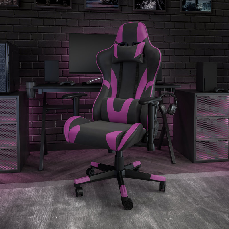 Fauteuil de jeu et de course pivotant en simili cuir pour salle de bain, Mauve