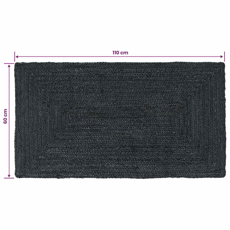 Solid Colour Hand Braided Area Rug, Rectangle 60 x 110 cm