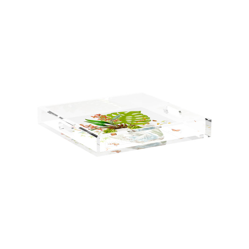 Monkey Large Jungle Acrylic Square Decorative Tray, 12"W x 12"D x 2"H