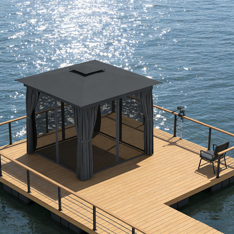 Abri pour auvent, pavillon de jardin à toit souple, pavillon de jardin extérieur, Gris