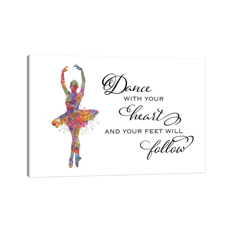 Ballerina Quote Heart Follow 1 Piece Wrapped Canvas Painting, 30.48 cm H x 45.72 cm W