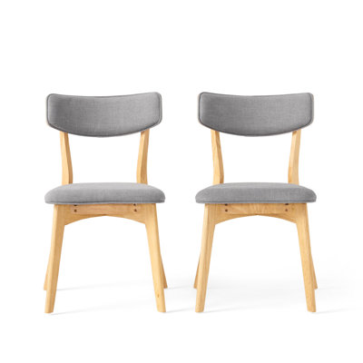 Putnam Upholstered Dining Chairs with Curved Back & Rubberwood Legs 