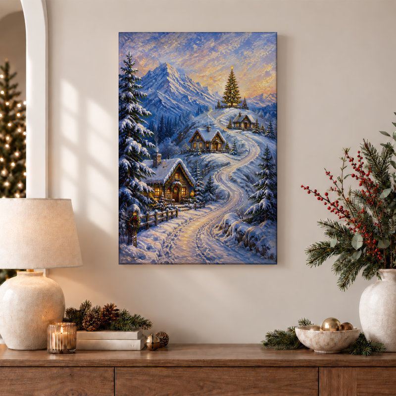 Art mural sur toile, Snowy Mountain, H 36 po x l 24 po
