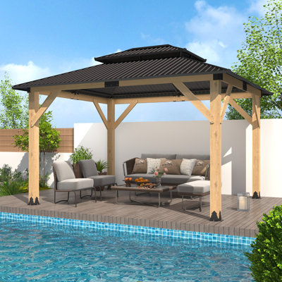 10 Ft. W x 12 Ft. D Solid Wood Patio Gazebo
