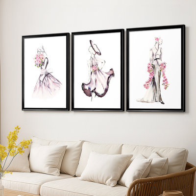 Strike A Pose I  -Custom Framed  Wrapped Gallery Canvas - 3 Pieces
