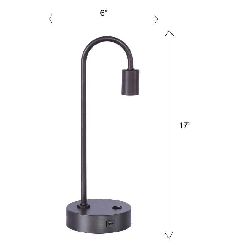 Gamelin Metal USB Desk Lamp, Gray Slate