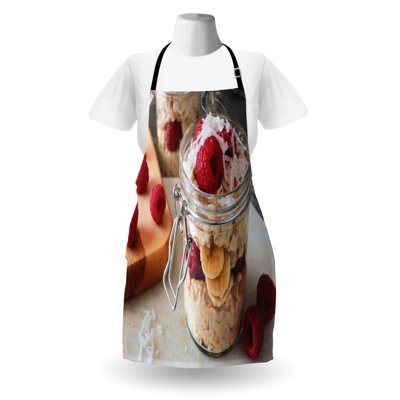Bungalow Rose Breakfast Theme Apron Unisex Food in Glass Jar Adult Size Multicolor