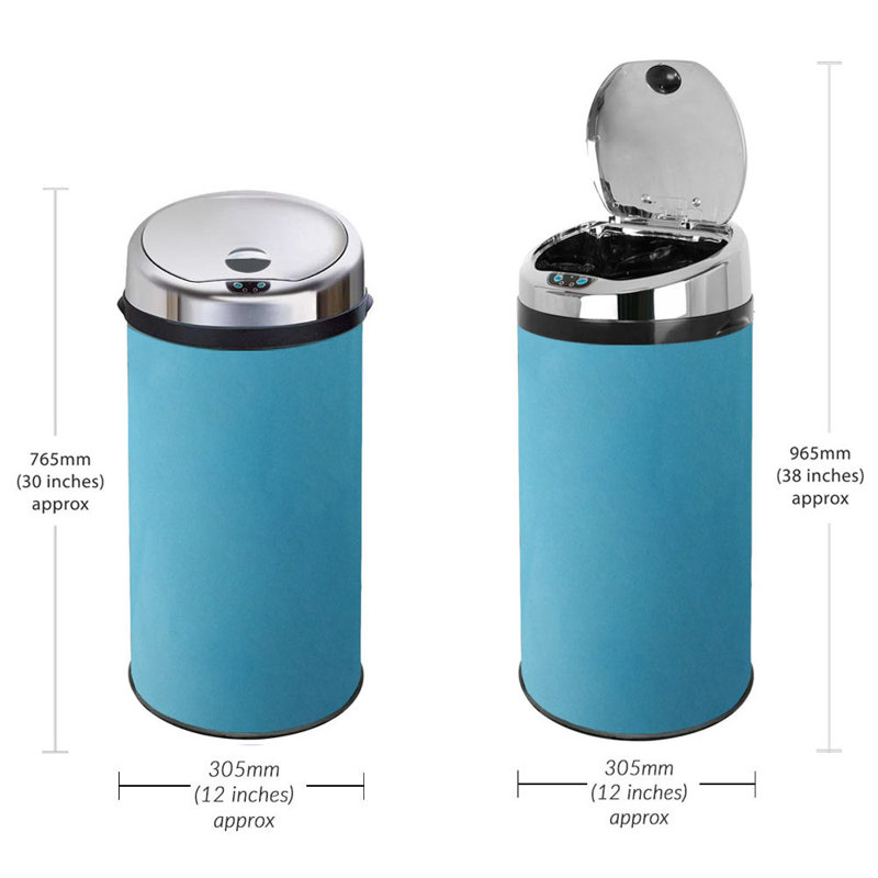 Ladson Steel Motion Sensor Kitchen Trash Can, 42L, Blue