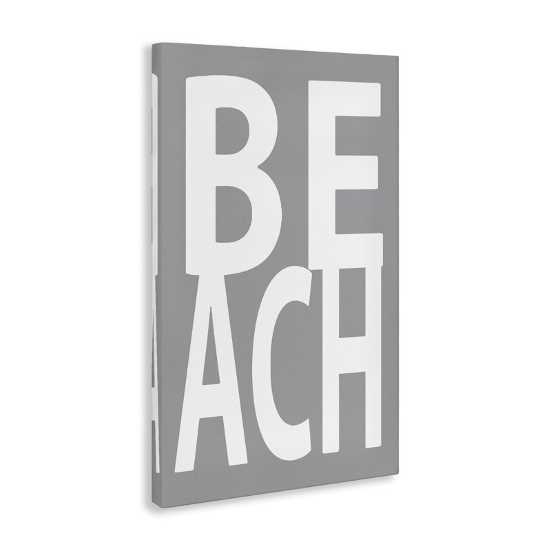 "Beach Word" sur toile grise par Jamie MacDowell, H 24 po x l 16 po