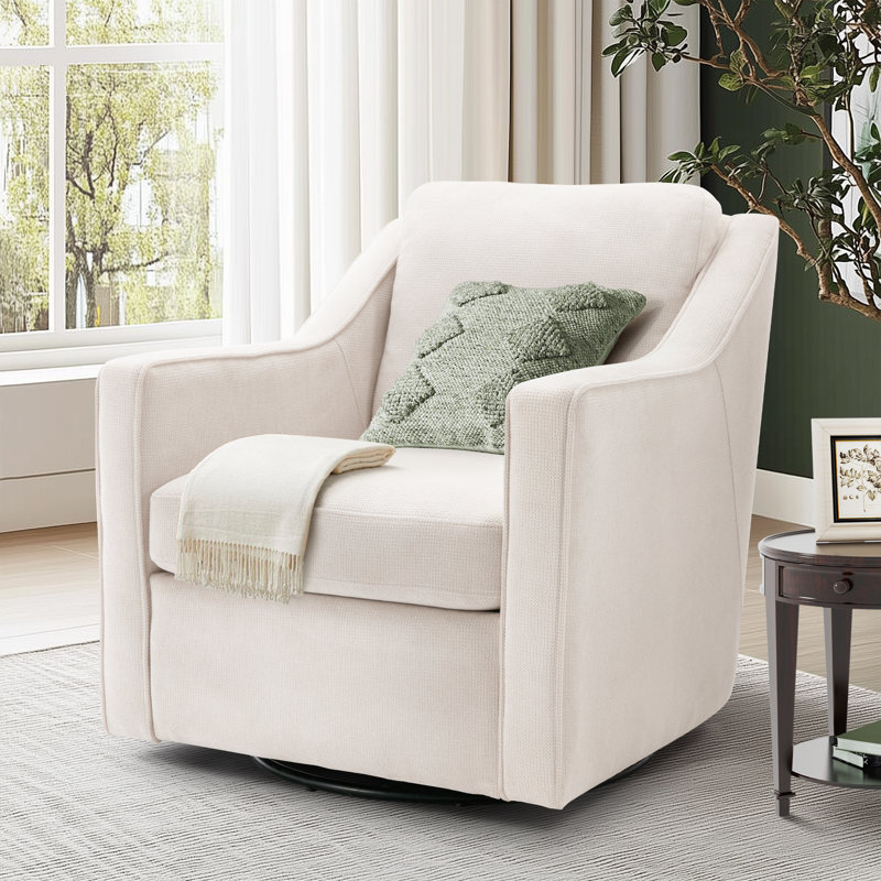 Charitini Big & Tall Removable Wide Swivel Accent Chair, Full Back Upholstered Fabric Lounge Chair, 360° Rotation, Modern Living Room Accent Chair