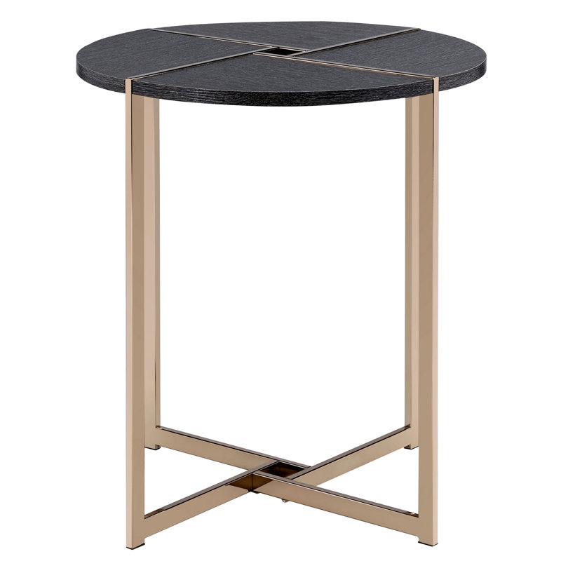 Table de bout ronde noire et champagne