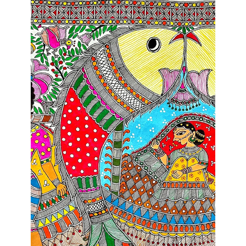 Doli Kahar - Bridal's Doli | Acrylic On Handmade Sheet | By Urwashi Nirala