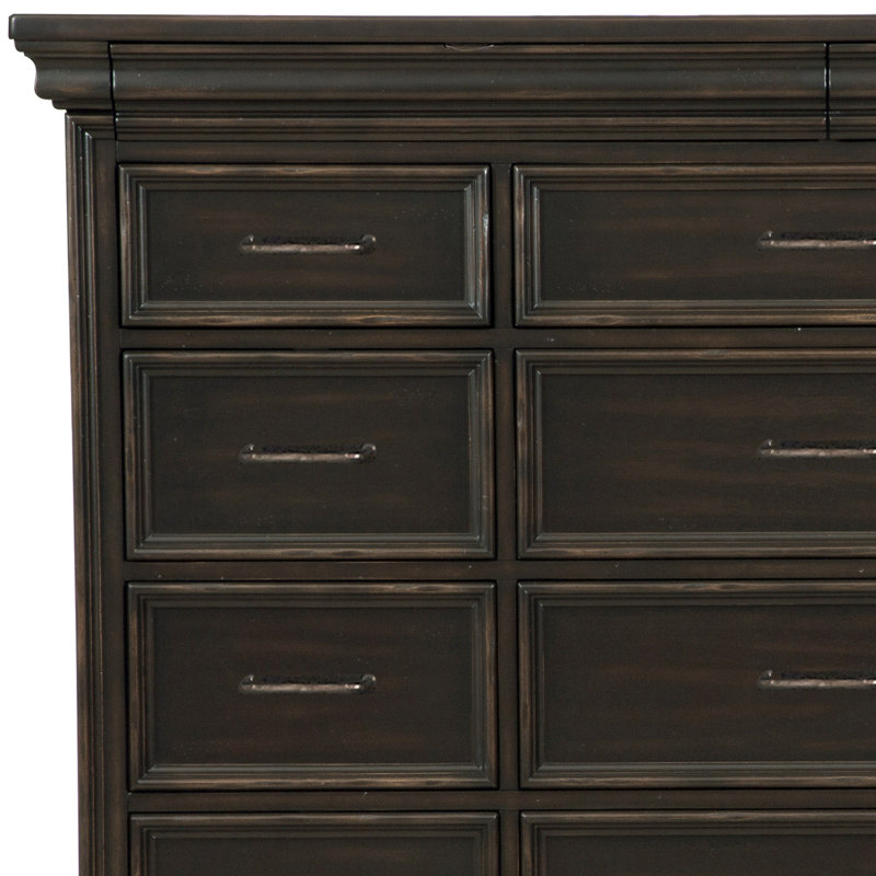 Brown Rubberwood 17-Drawer Dresser with Felt Lined Drawers