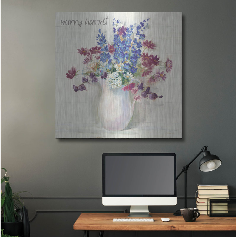 «Harvest Ironstone Bouquet II» par Carol Rowan, art mural en métal, H 36 po x l 36 po