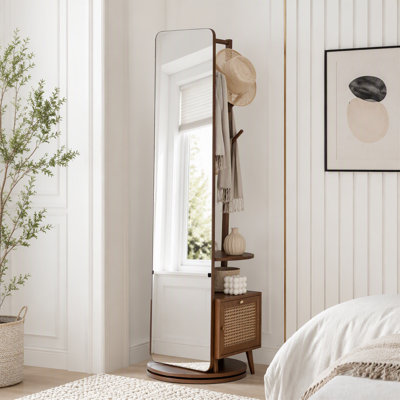Miroir pleine longueur 70 po x 19 po avec support et portemanteau
