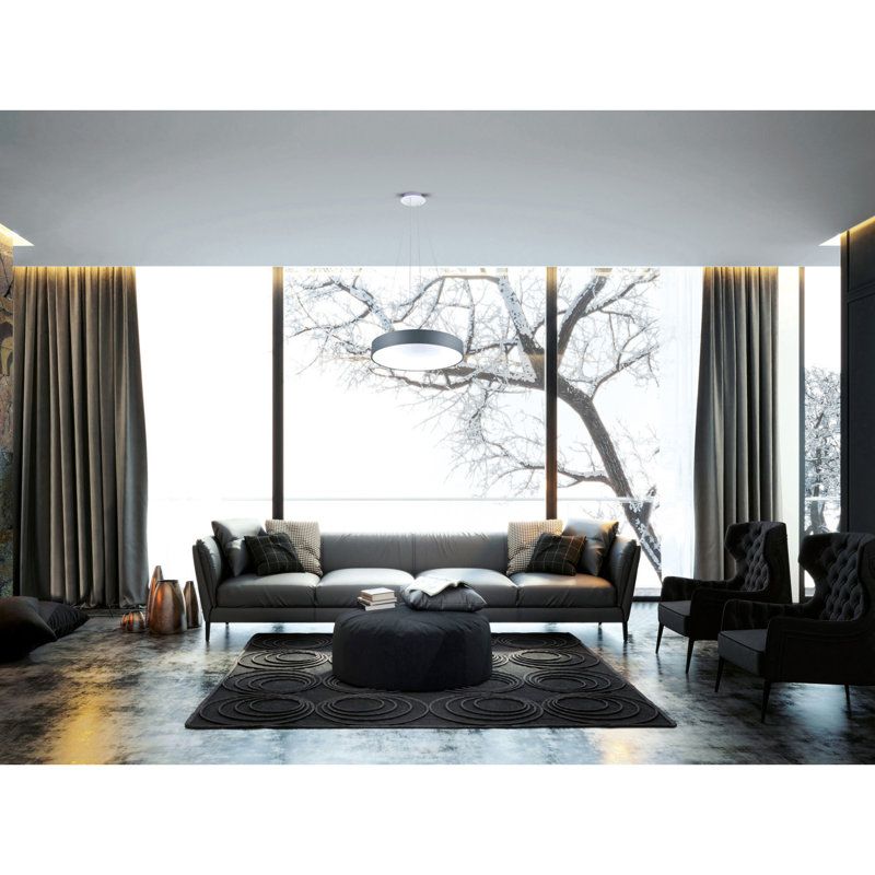 Luminaire suspendu DEL Adrihanna, Gris / blanc, H 5 po x l 24 po x P 28 po