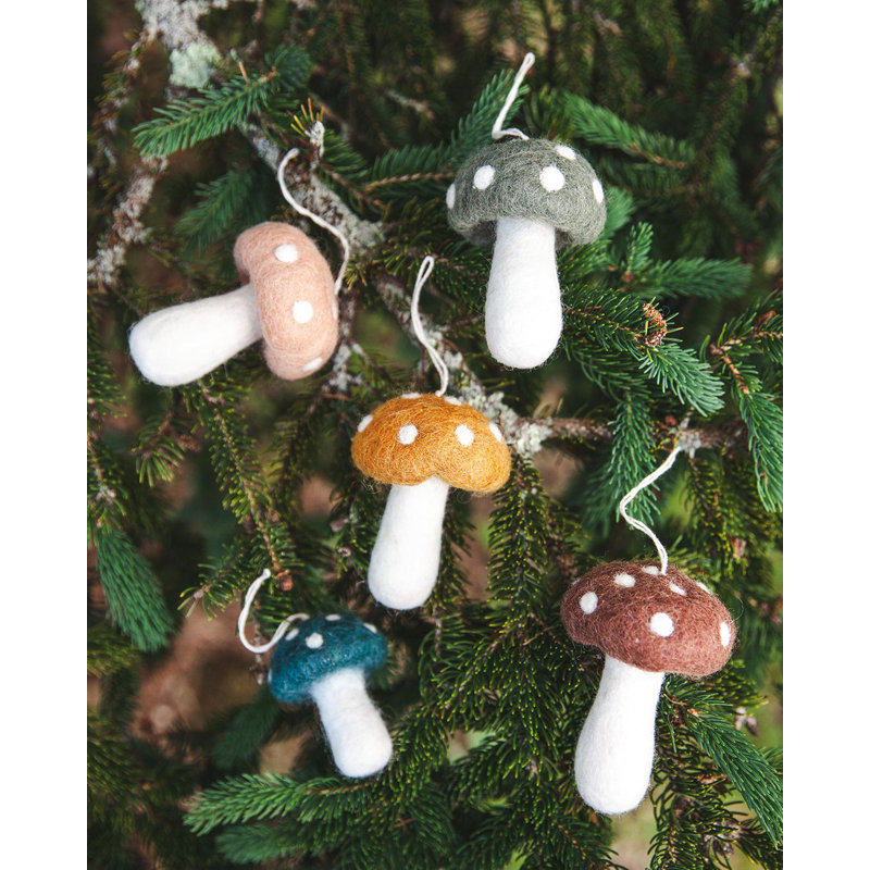 Felted Festive Handmade 100% Wool Plants & Flowers Holiday Shaped Ornament, Moss, 3.5" H x 2.5" W x 2.5" D