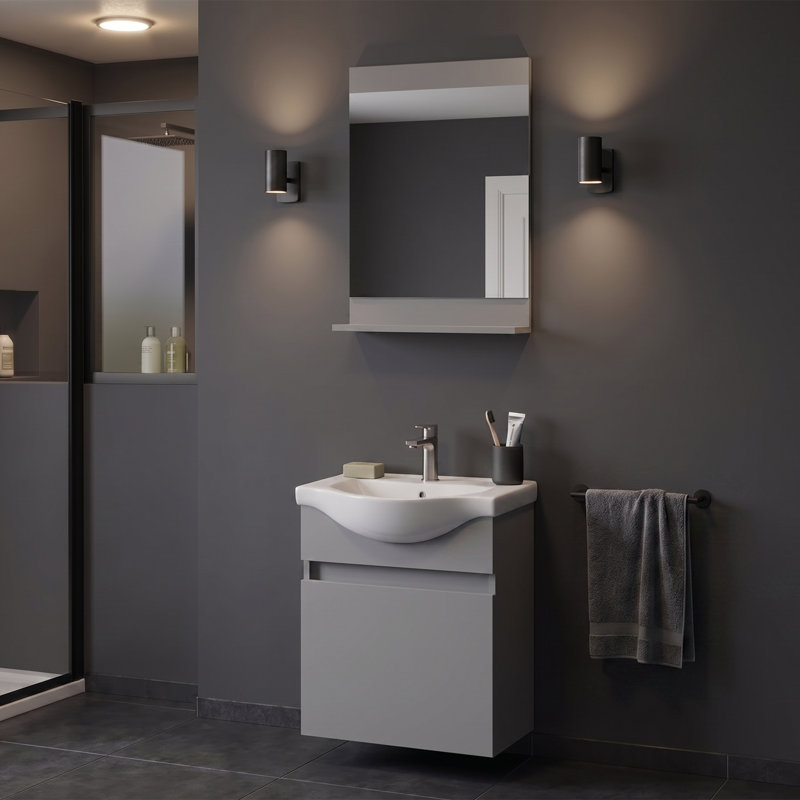 Ensemble de meuble-lavabo simple avec miroir Alastair, Matte Grey