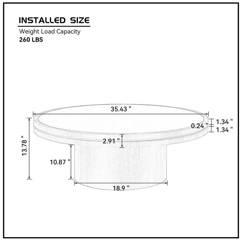 Table basse ronde avec base robuste, Natural